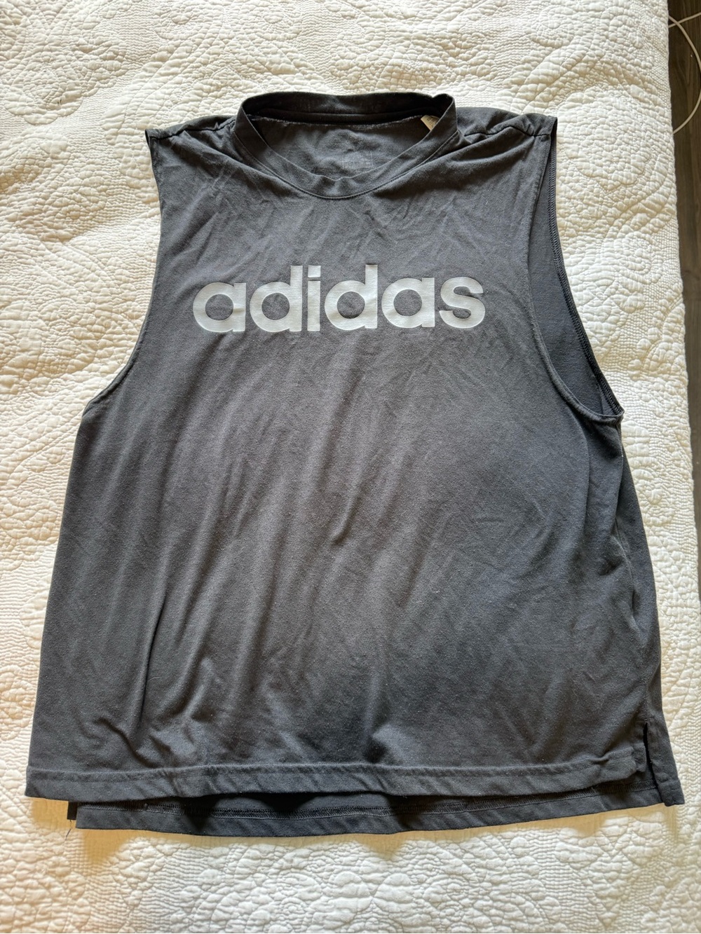 adidas Women's Black Logo Muscle Tank Top